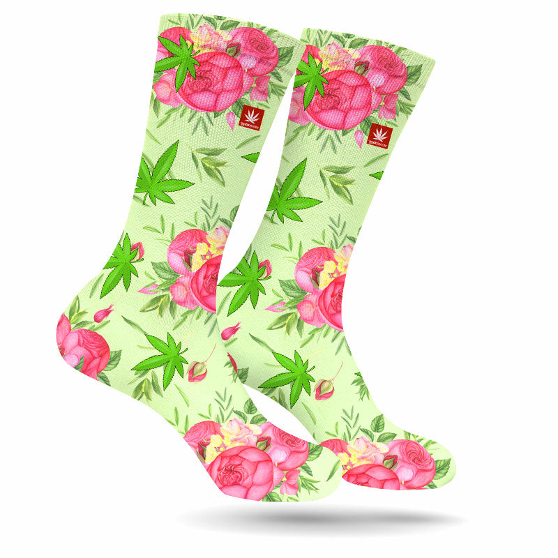 Roses Are Red Kush Is Green Cannabis Socks