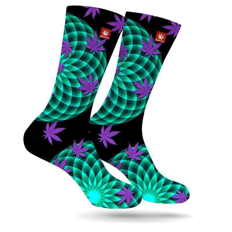 NEON MANDALA WEED MARIJUANA STONER SOCKS
